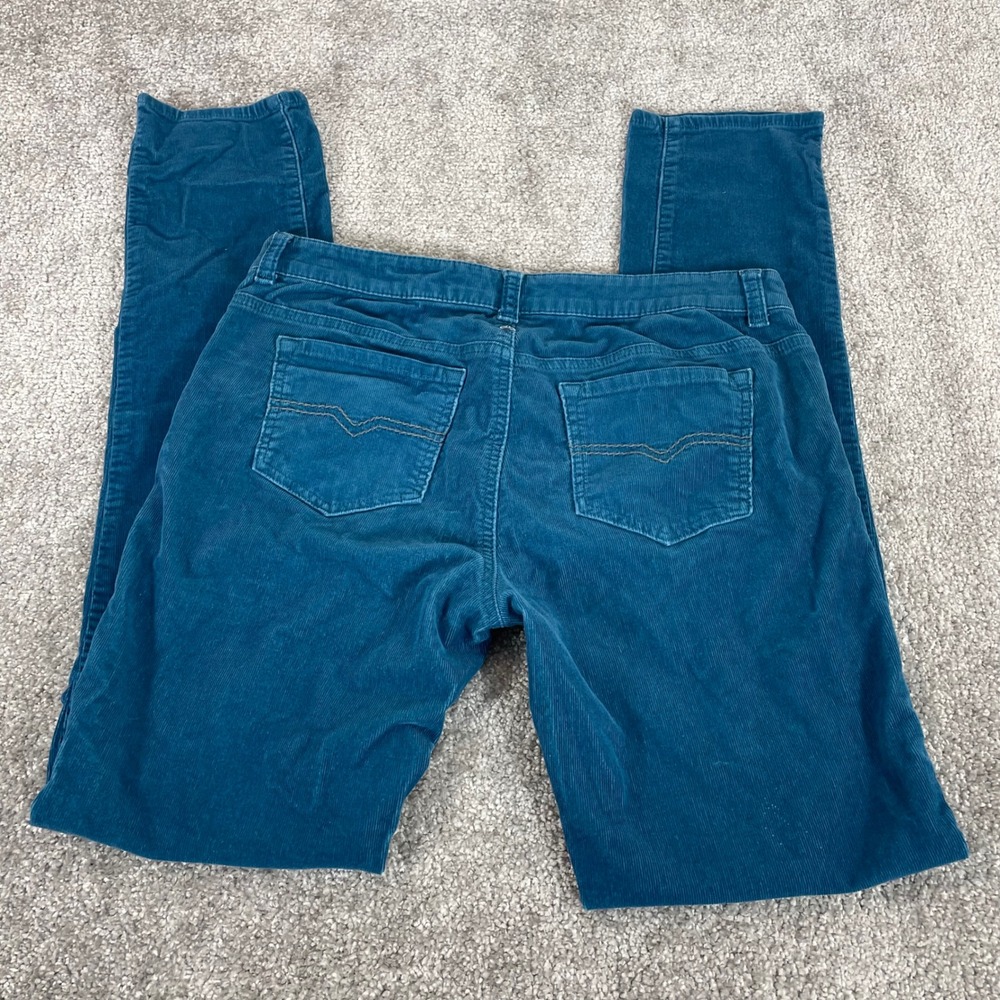 Prana Corduroy Pants Womens 10 Teal Blue Straight Tapered - Picture 2 of 12